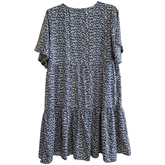 See and Be Seen Embroidered Drop Waist Mini Dress Medium Blue - Picture 5 of 6